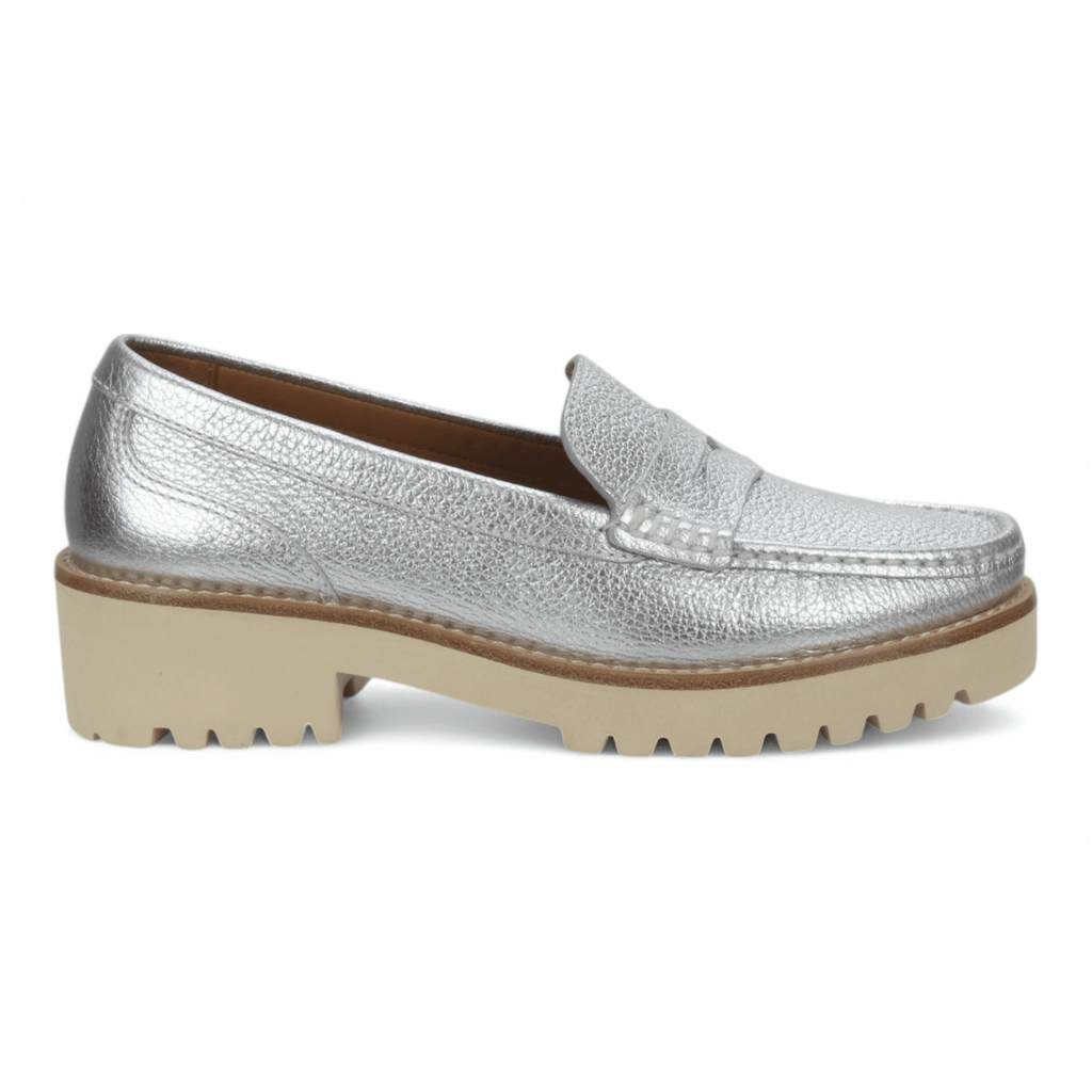 Bruno Menegatti Carrera Leather Loafer Metallic - Silver