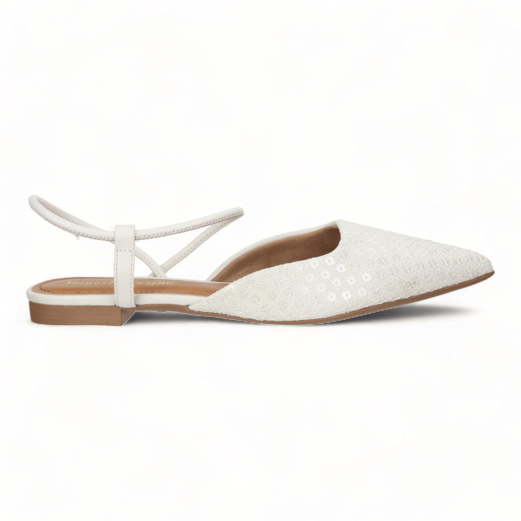 Bruno Menegatti Chantel Embellished Flats - Off White