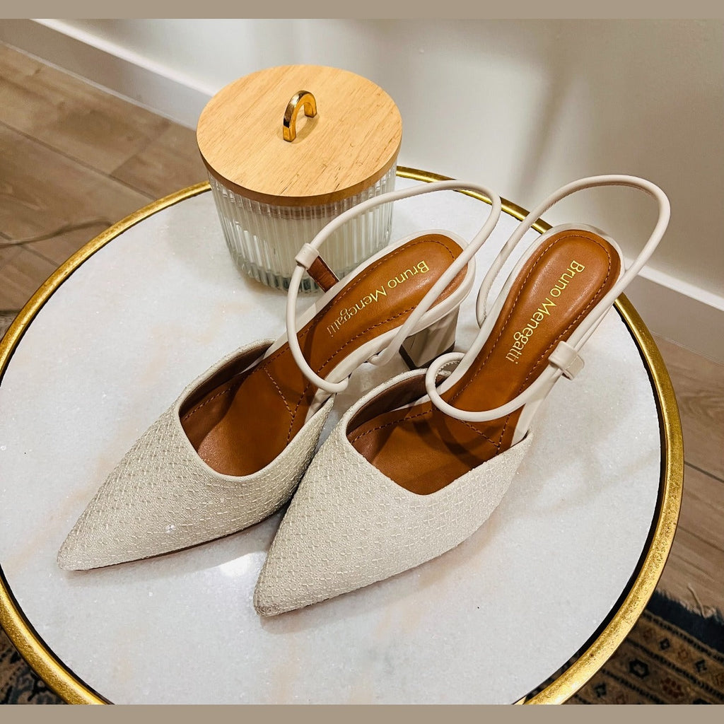 Bruno Menegatti Chantel Embellished Sling back - Off White