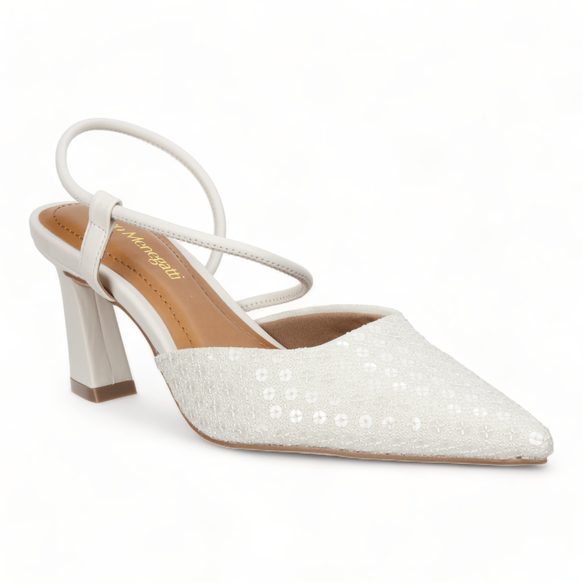 Bruno Menegatti Chantel Embellished Sling back - Off White