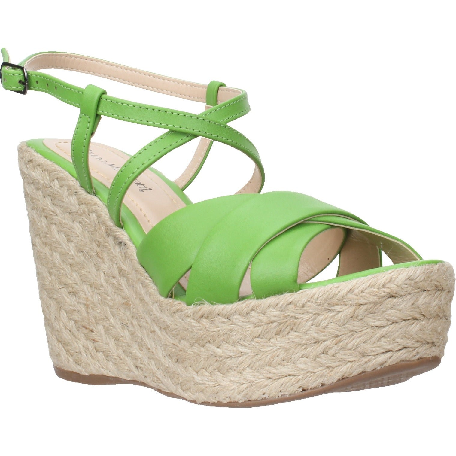 Bruno Menegatti Grace Ankle Strap Wedge Leather Sandal- Green