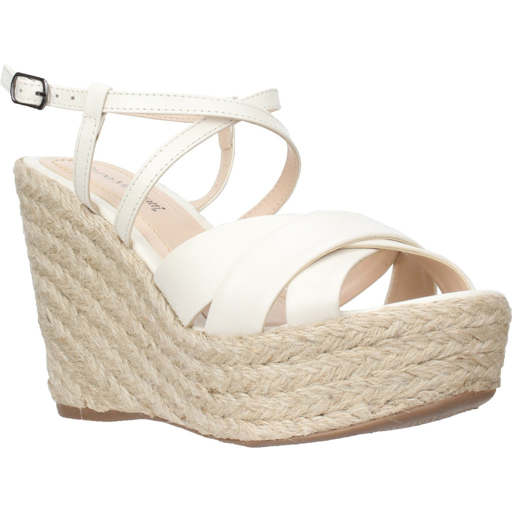 Bruno Menegatti Grace Ankle Strap Wedge Leather Sandal- Offwhite