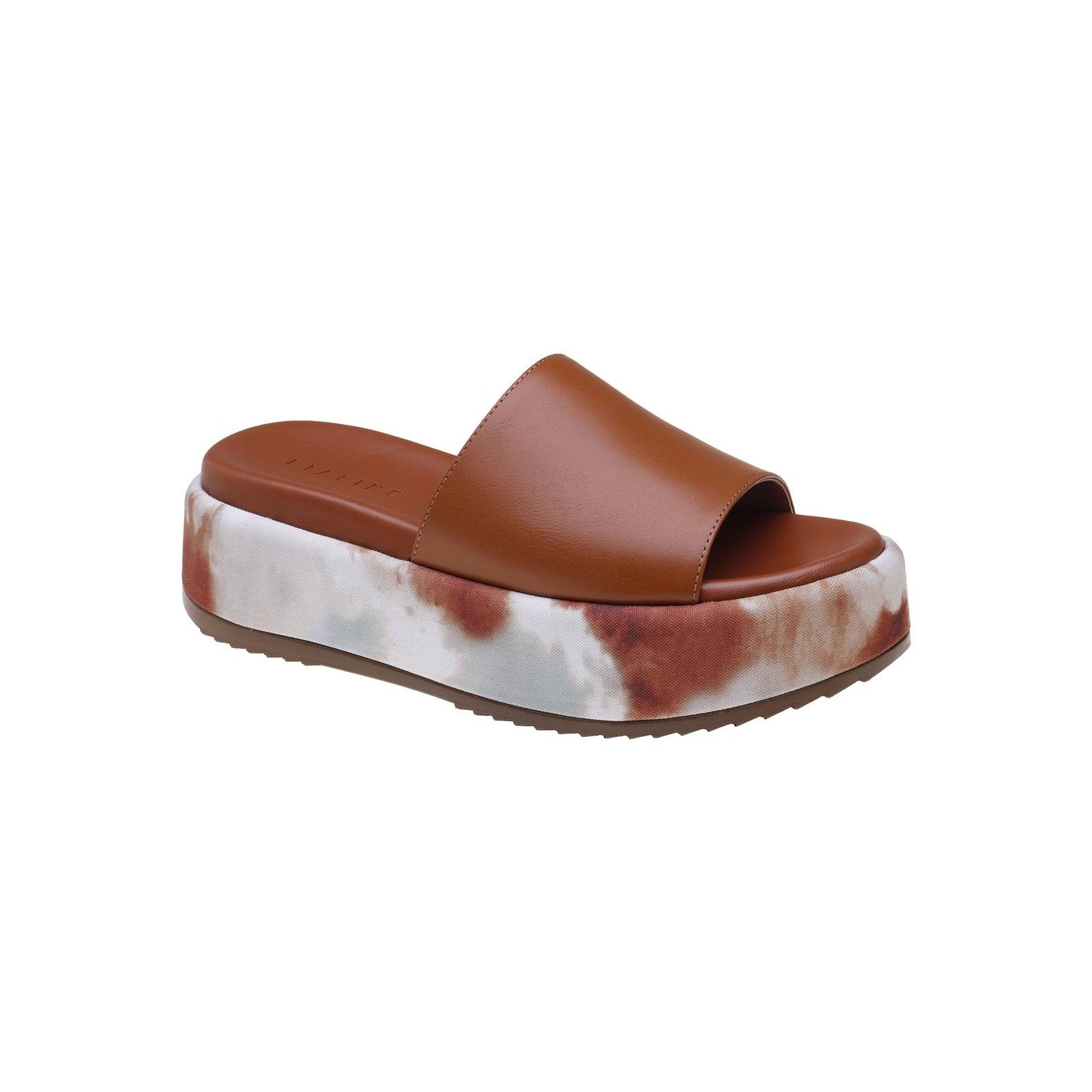 Bruno Menegatti Mandy Slide Flatform Leather Sandal- TAN/TIE DYE