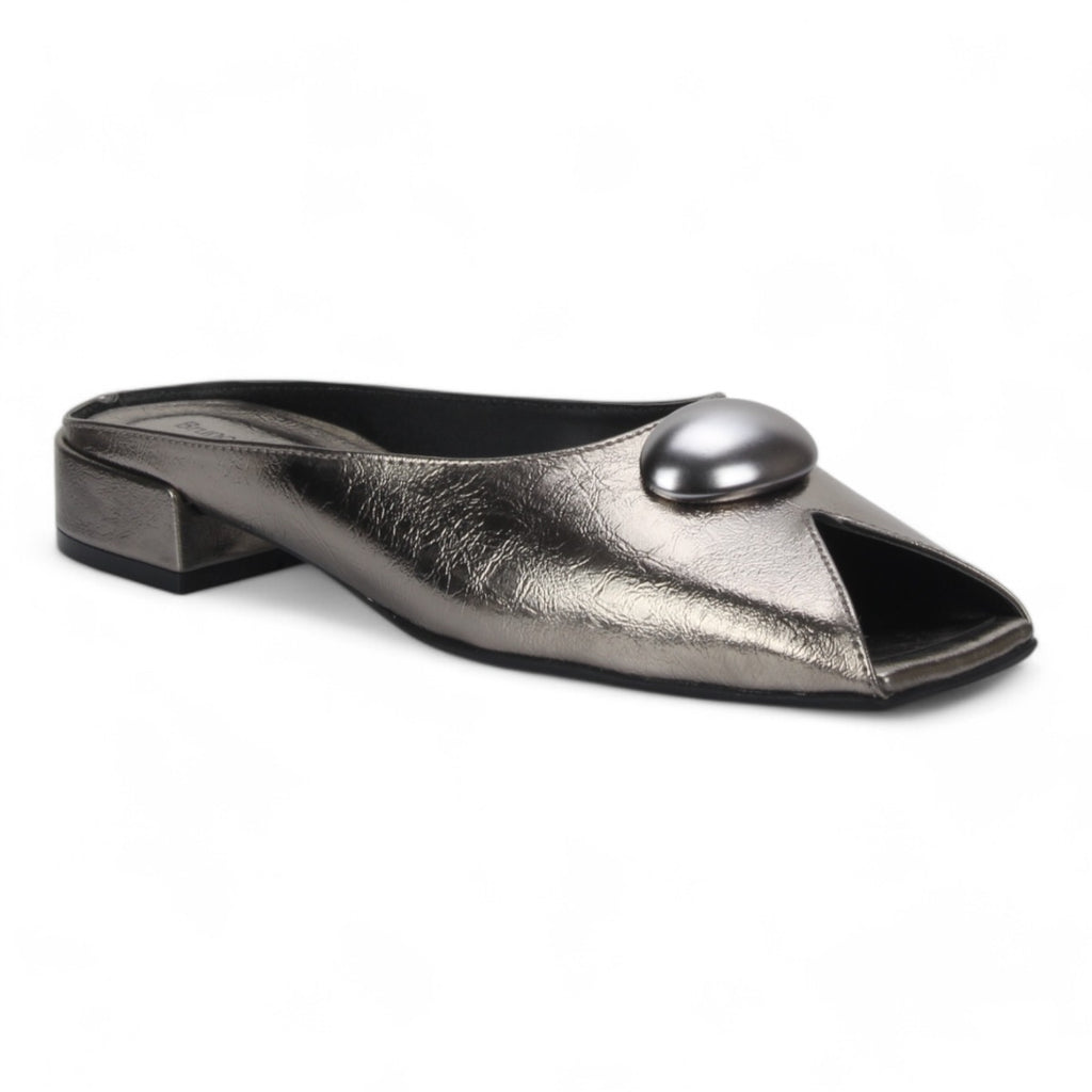 Bruno Menegatti Orly Peep toe Mule Patent Leather - Pewter
