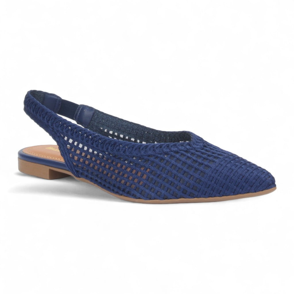 Bruno Menegatti Sandra Crochet Flat Slingbacks - Navy