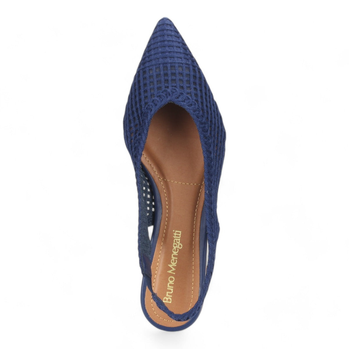 Bruno Menegatti Sandra Crochet Flat Slingbacks - Navy