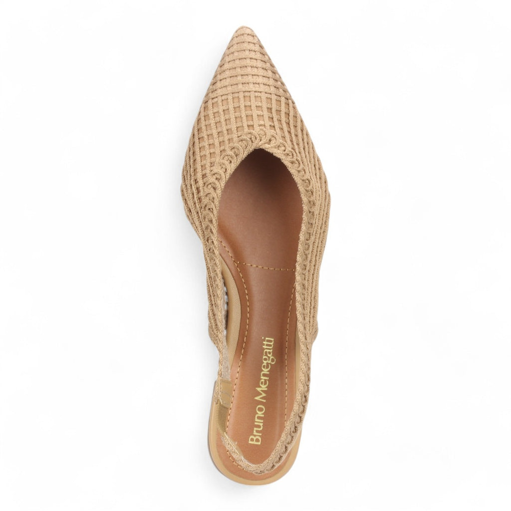 Bruno Menegatti Sandra Crochet Flat Slingbacks - Pecan