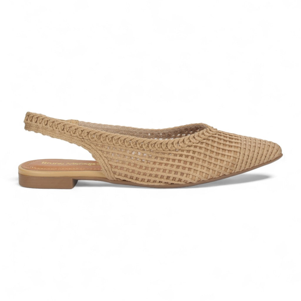 Bruno Menegatti Sandra Crochet Flat Slingbacks - Pecan