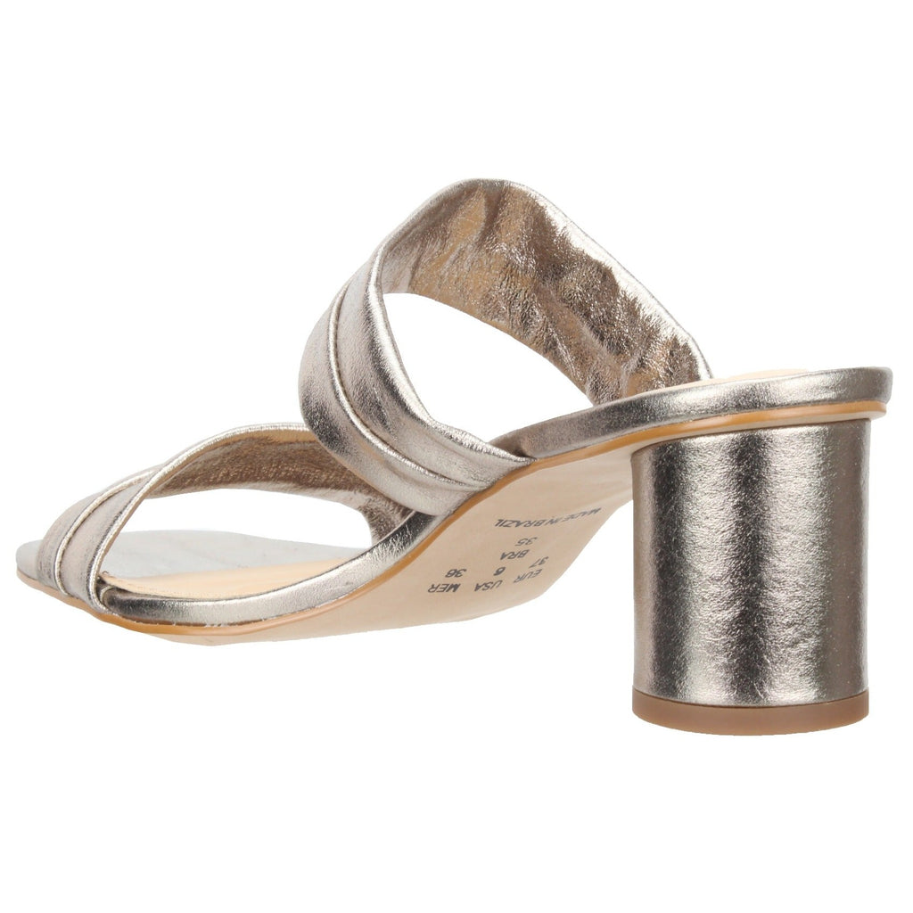 Bruno Menegatti Victoria Leather Slide Sandal - Pewter Leather Heel