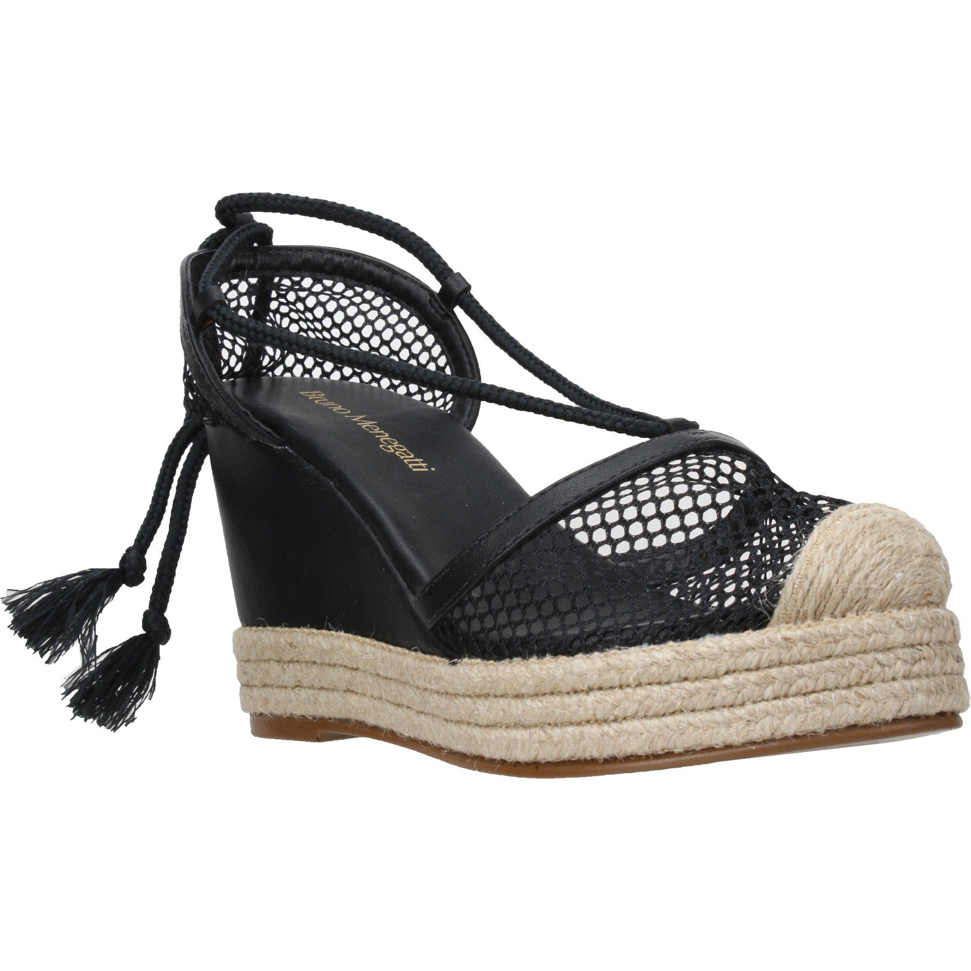 Carrano Adella Wedge Fishnet Sandal - Black