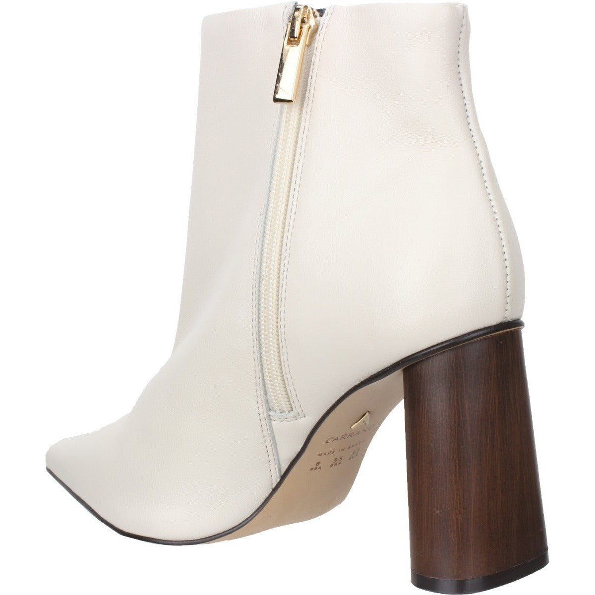 Carrano Anna Wooden Heel Leather Bootie- Mascarpone