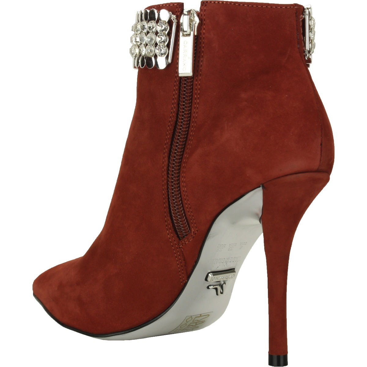 Carrano Antoinette Nubuck Leather Jewelled Bootie - Burgundy