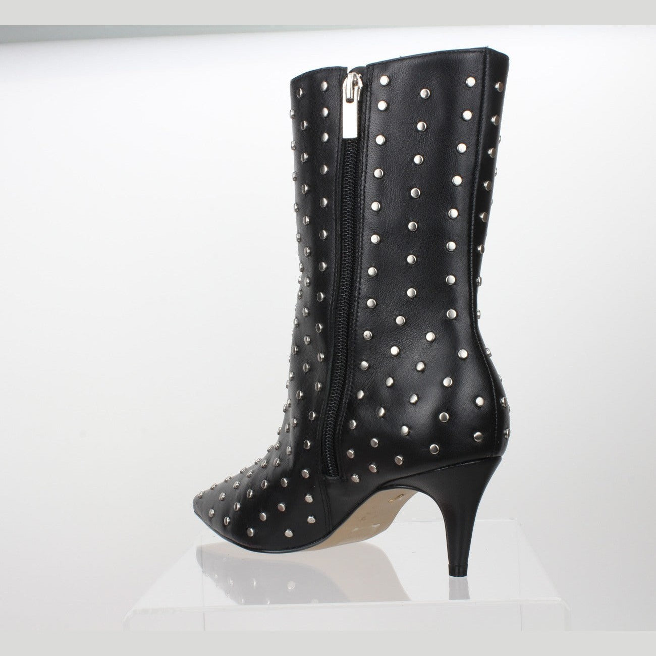 Carrano Aurora Leather Studded Mid-Calf Boot - Black
