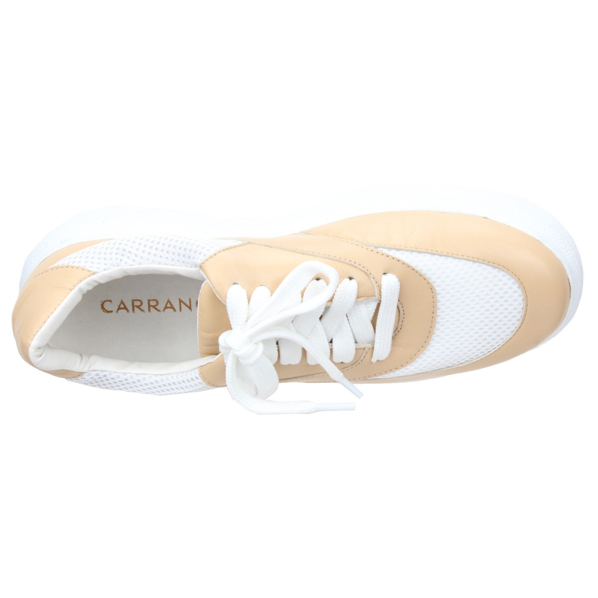 Carrano Carla Leather/Mesh Sneakers-Cream