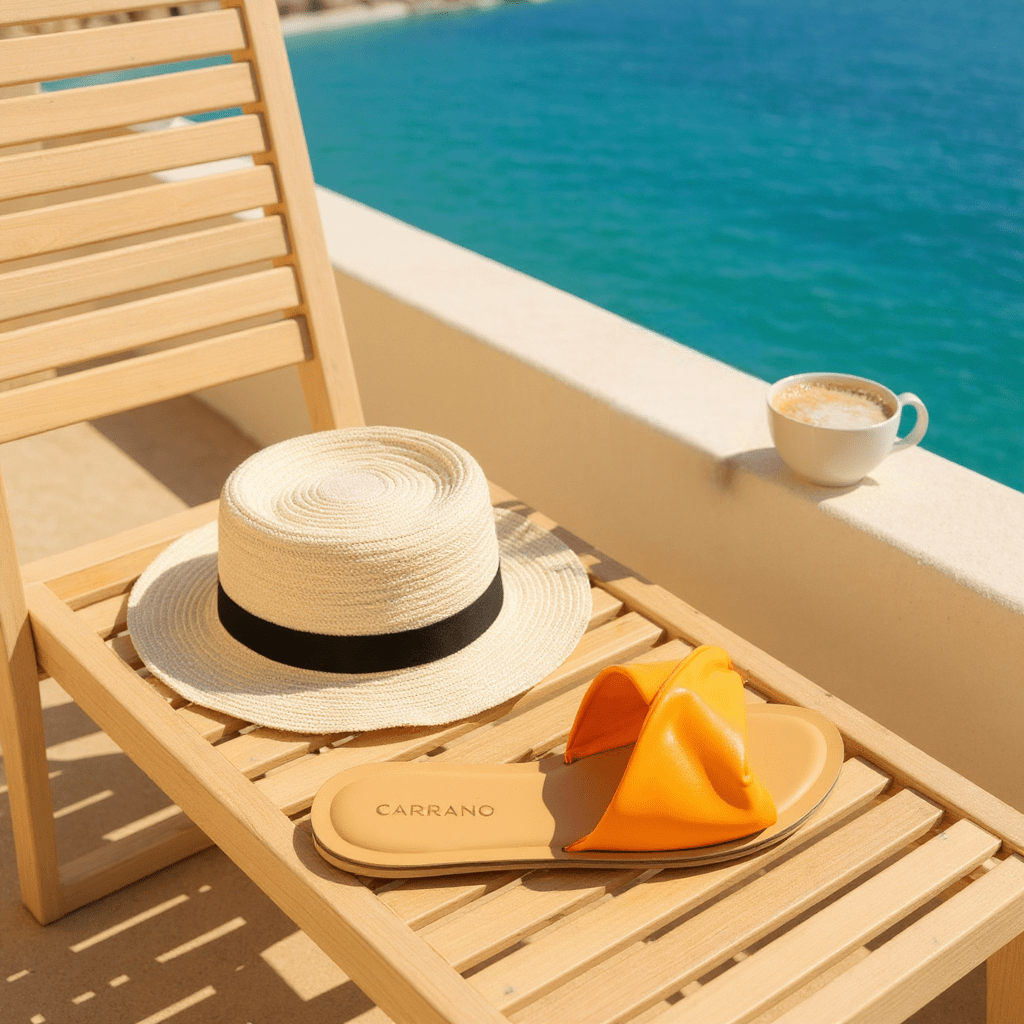 Carrano Diana Leather Slide Sandal - Tangerine