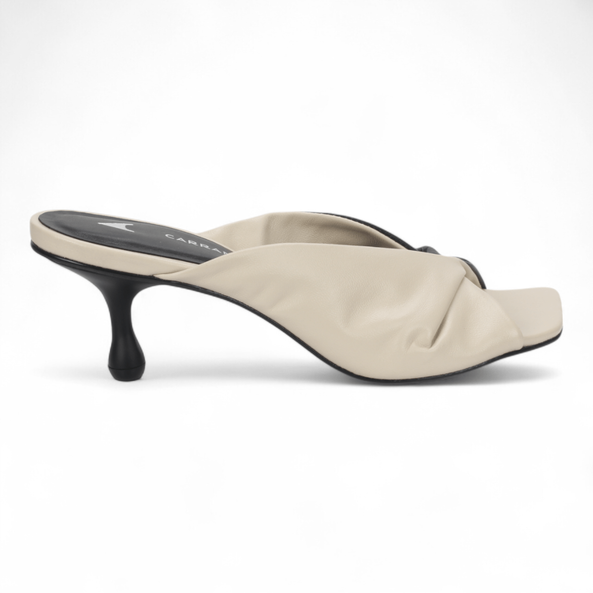 Carrano Elena Leather Slide Mule Sandal - Latte Black