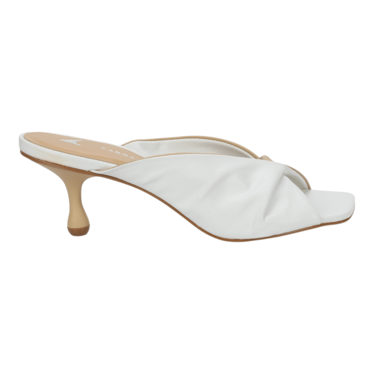 Carrano Elena Leather Slide Mule Sandal - White Cream
