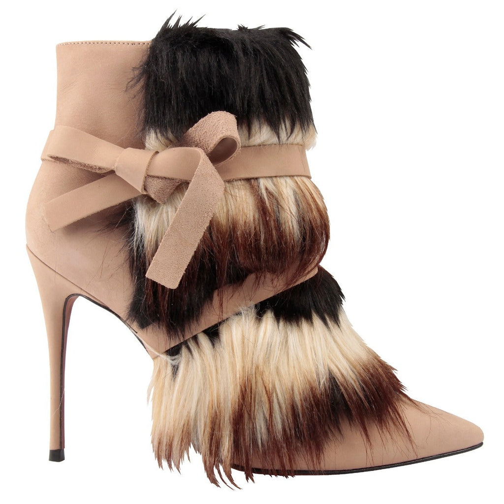 Carrano Farrah Leather Stiletto Boot w/Fur