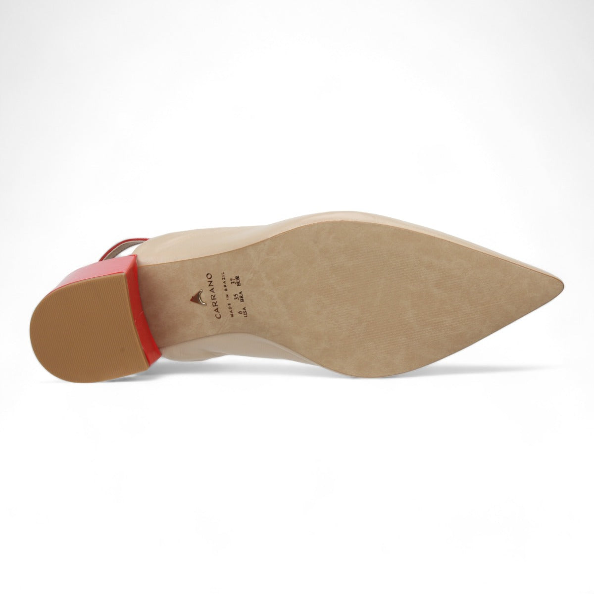 Carrano Heidi Leather Slingback Pump - Biscuit/Red
