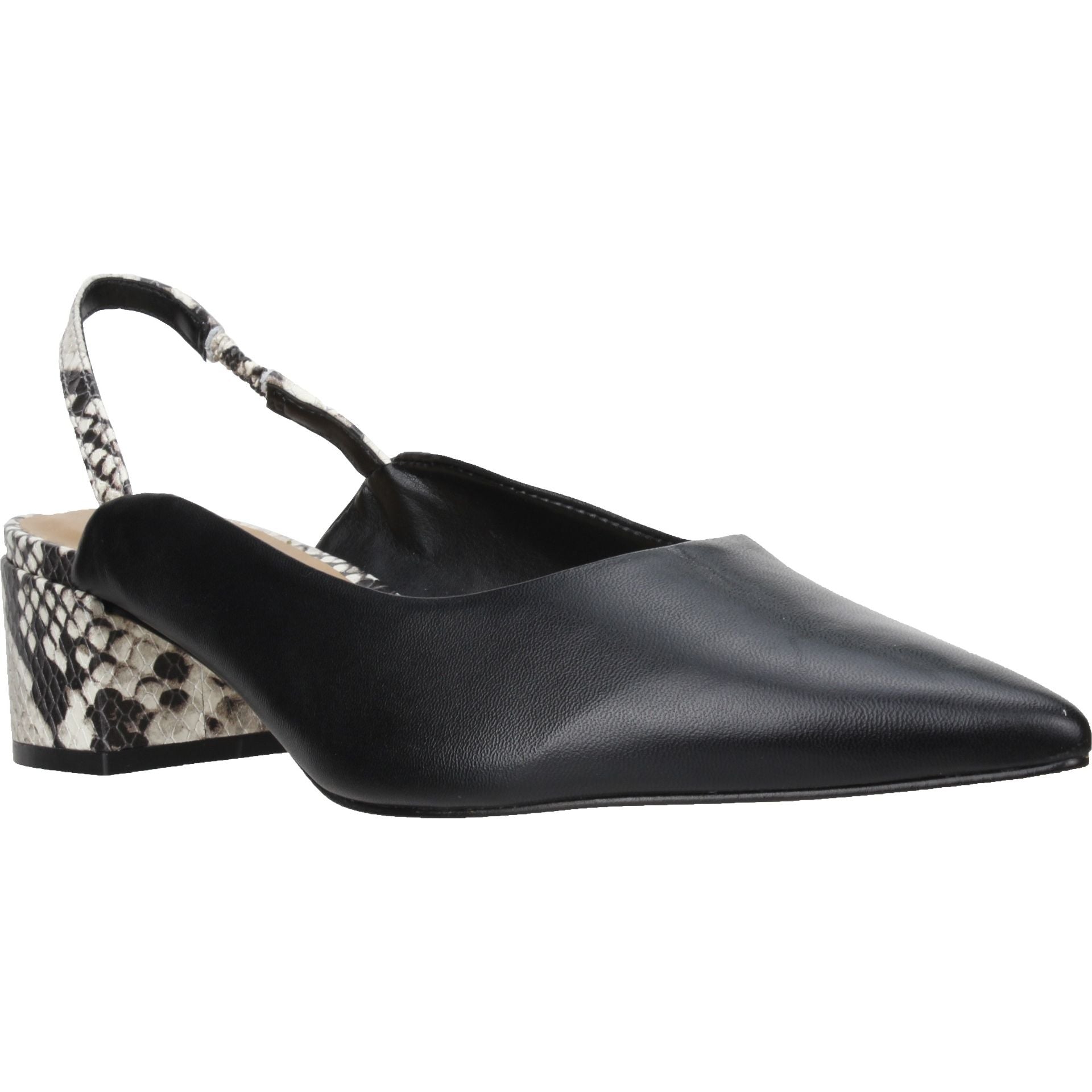 Carrano Heidi Leather Slingback Pump - Black/Python Heel