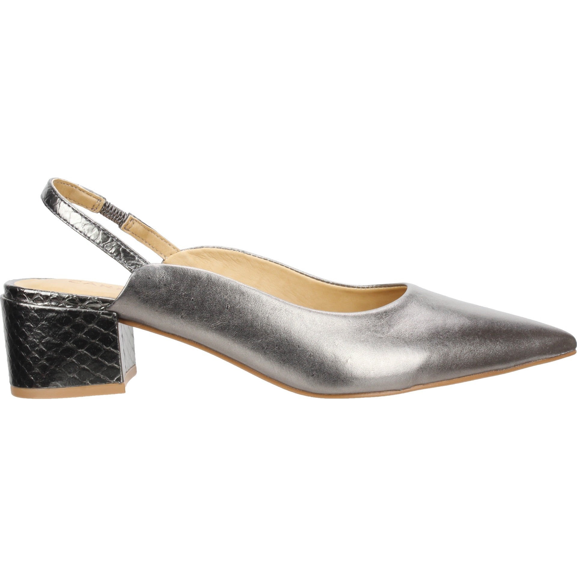 Carrano Heidi Leather Slingback Pump - Viper Pewter