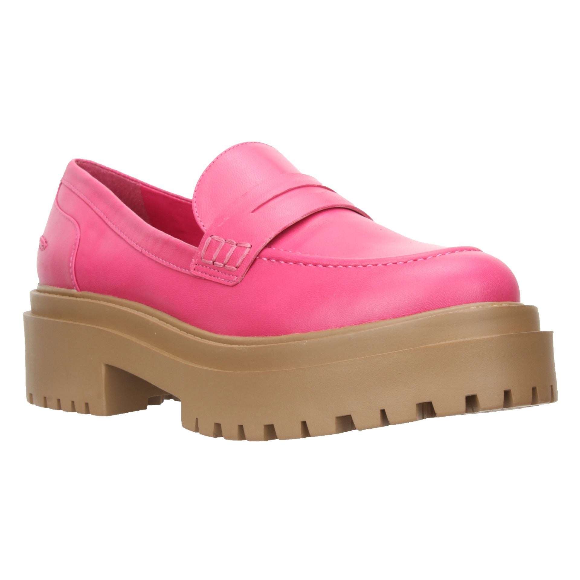 Carrano Isa Leather Tractor Loafer-Lipstick Pink