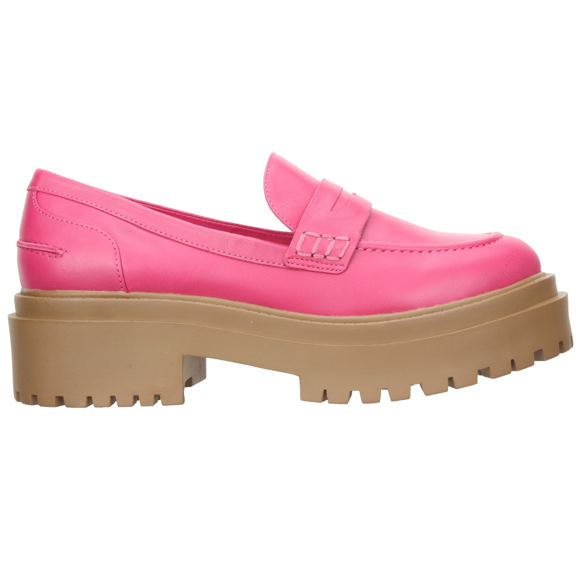 Carrano Isa Leather Tractor Loafer-Lipstick Pink