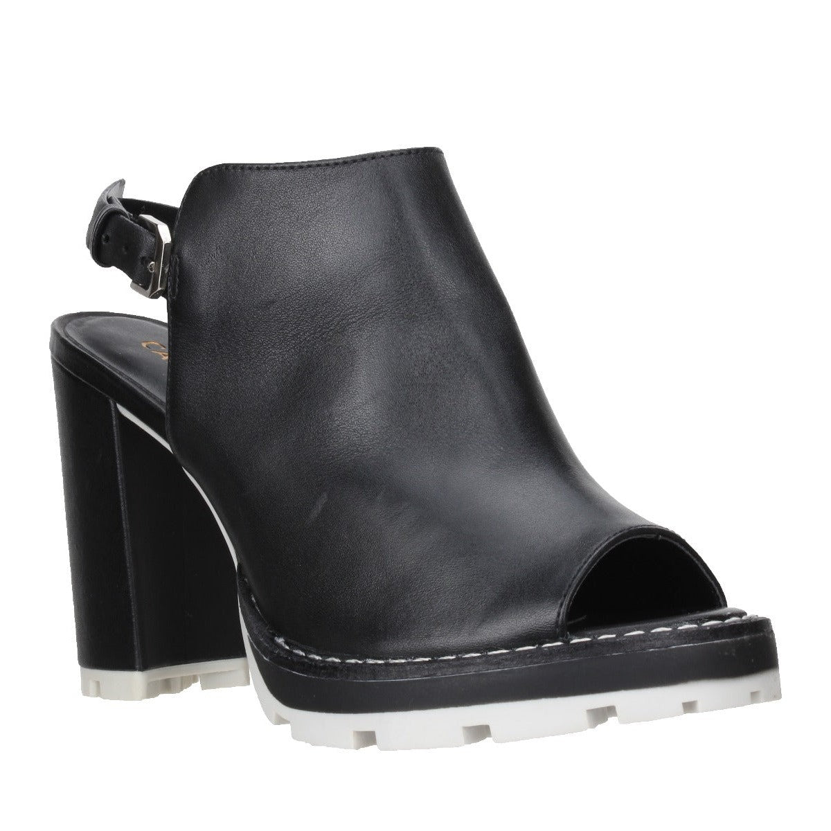 Carrano Luna Leather Tractor Sandal - Black/Ice