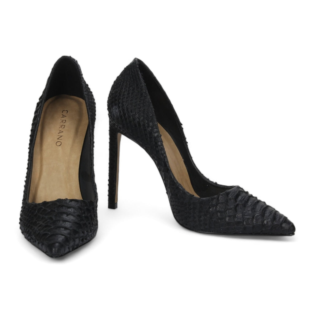 Carrano Martini Snake Skin Embossed Leather Pump - Black