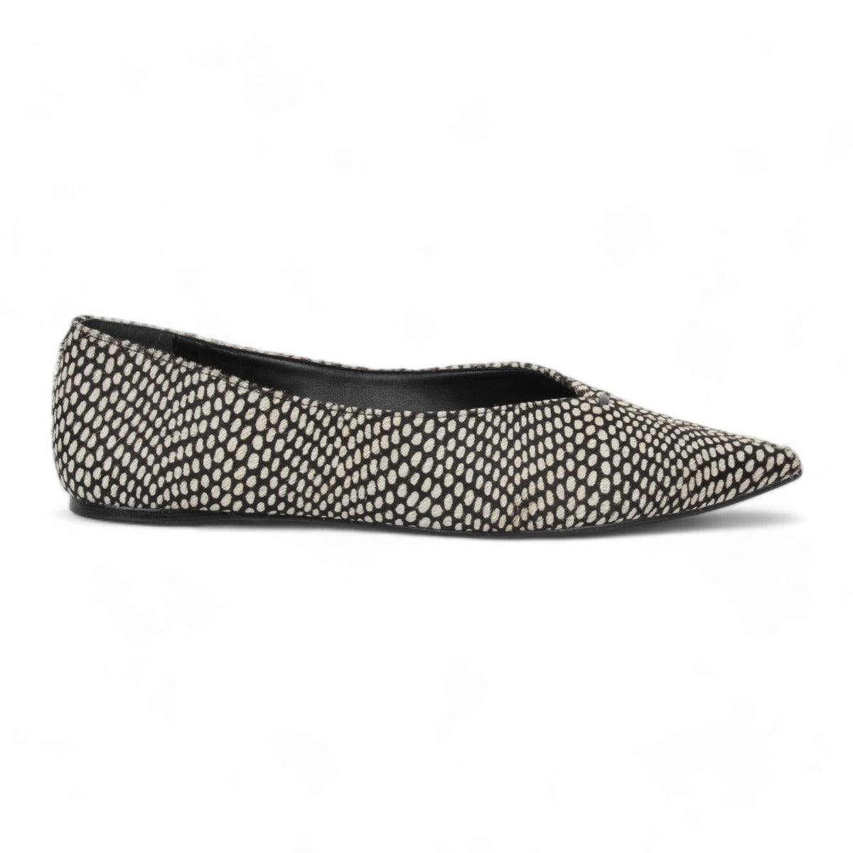 Carrano Megan Leather Flat - Calf Hair Black/White