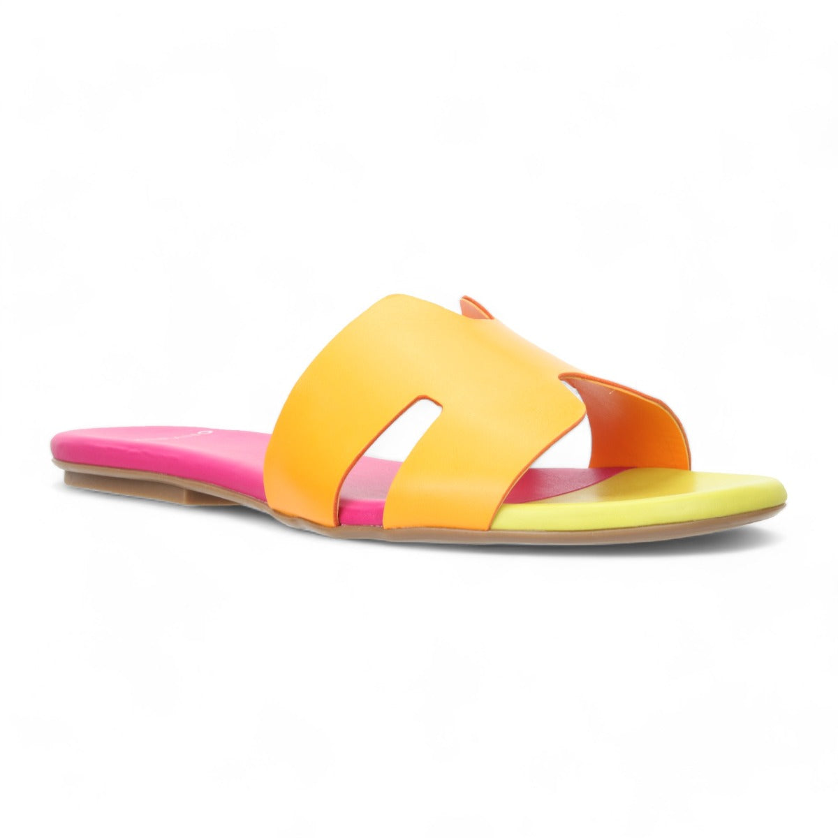 Carrano Nayeli Leather Slide Sandal - Multi-Tangerine