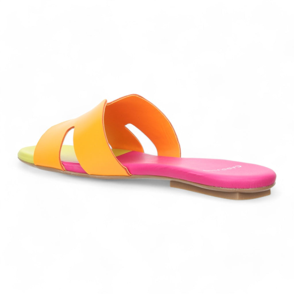 Carrano Nayeli Leather Slide Sandal - Multi-Tangerine