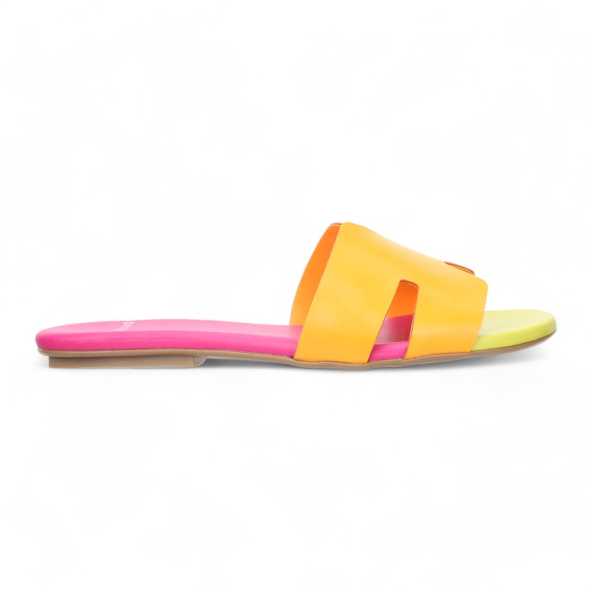 Carrano Nayeli Leather Slide Sandal - Multi-Tangerine