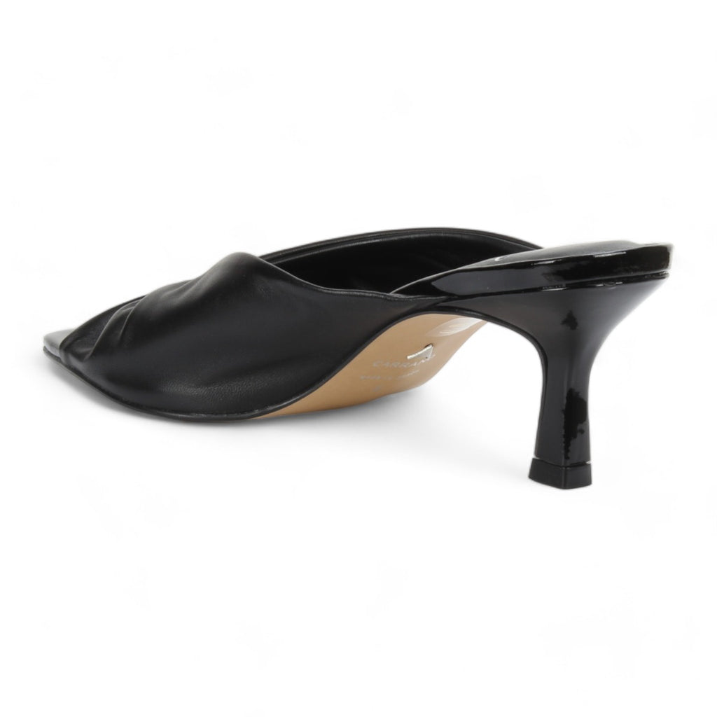 Carrano Sage Slide Leather/Patent Sandal- Black