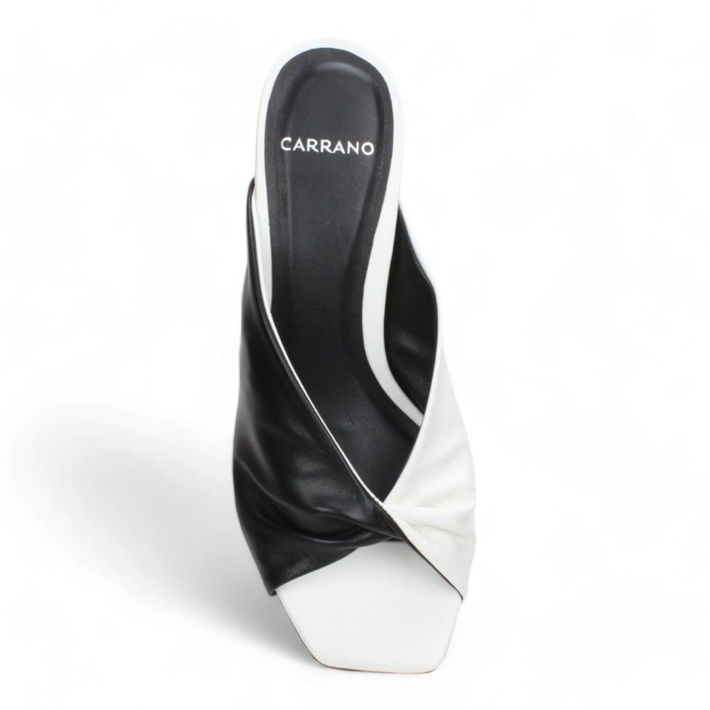 Carrano Sage Slide Leather Sandal-Black White