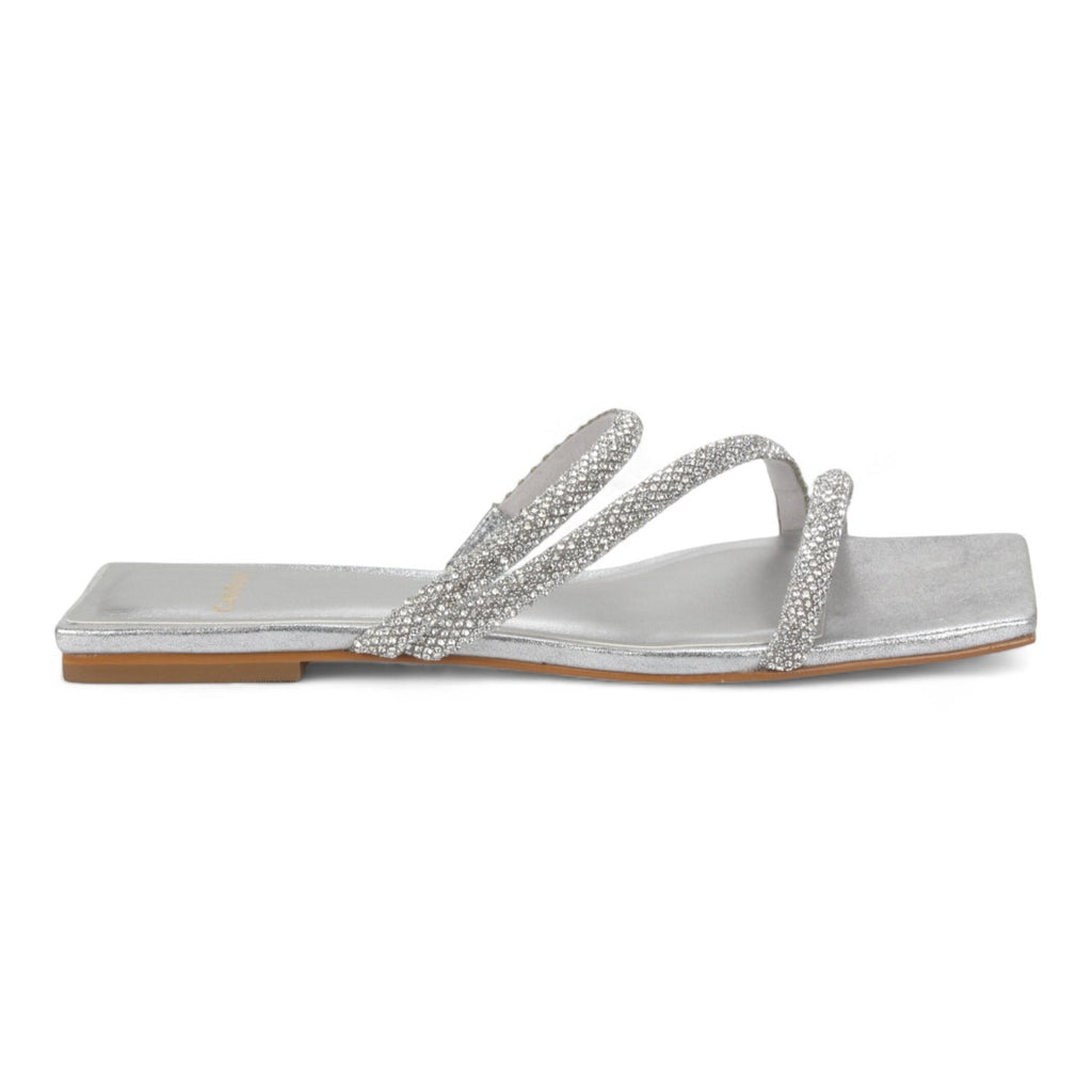 Carrano Sue Dress Flat Sandal Metallic Leather - Silver
