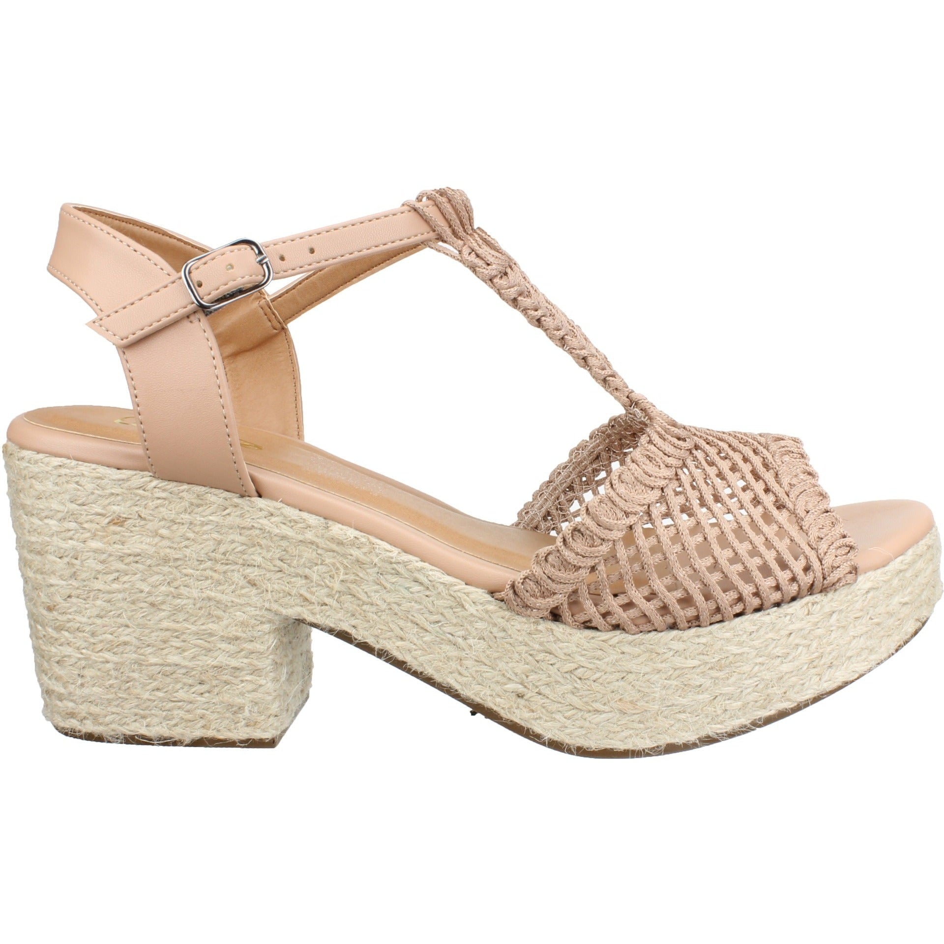 Love Rio Crochet Platform Sandals Camel