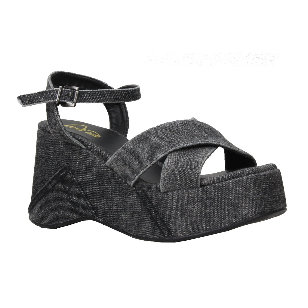 Love Rio Jeena Platform Sandal - Black Denim